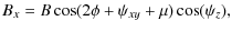 $\displaystyle B_x = B\cos(2\phi+\psi_{xy}+\mu)\cos(\psi_z),$