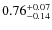 $\rm0.76_{-0.14}^{+0.07}$