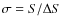 $\sigma=S/\Delta S$