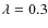 $\lambda = 0.3$