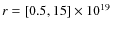 $r = [0.5,
15] \times 10^{19}~$
