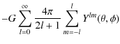 $\displaystyle -G \sum_{l=0}^{\infty} \frac{4\pi}{2l+1}
\sum_{m=-l}^{l} Y^{lm} (\theta,\phi)$