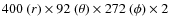 $400~ (r) \times 92~ (\theta) \times
272~ (\phi) \times 2$
