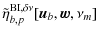 $\displaystyle \tilde{\eta}^{{\rm BI}, \delta\nu}_{b,p}[\vec{u}_b, \vec{w}, \nu_m]$