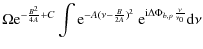 $\displaystyle \Omega {\rm e}^{-\frac{B^2}{4A}+C} \int {\rm e}^{-A(\nu-\frac{B}{2A})^2} \ {\rm e}^{{\rm i} \Delta \Phi_{b,p} \frac{\nu}{\nu_0} } {\rm d}\nu$