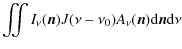 $\displaystyle \iint I_\nu(\vec{n}) J(\nu-\nu_0) A_\nu(\vec{n}) {\rm d}\vec{n} {\rm d}\nu$