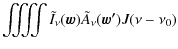 $\displaystyle \iiiint\tilde{I}_{\nu}(\vec{w})\tilde{A}_{\nu}(\vec{w'})J(\nu-\nu_{0})$