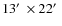 $13\hbox{$^\prime$ }\times
22\hbox{$^\prime$ }$