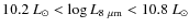 $10.2~L_{\odot}<\log L_{8~\mu {\rm m}}<10.8~L_{\odot}$