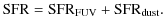 $\displaystyle %
\mbox{SFR}= \mbox{SFR}_{\rm FUV} + \mbox{SFR}_{\rm dust}.$