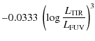 $\displaystyle -0.0333~\left(\log \frac{L_{\rm TIR}}{L_{\rm FUV}}
\right)^3$