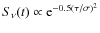 $S_\nu(t)\propto {\rm e}^{-0.5(\tau/\sigma)^2}$