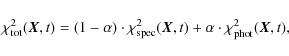 \begin{displaymath}\chi^2_{\rm {tot}}(\vec{X},t) = (1-\alpha) \cdot \chi^2_{\rm {spec}}(\vec{X},t) + \alpha \cdot \chi^2_{\rm {phot}}(\vec{X},t),
\end{displaymath}