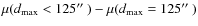 $\mu(d_{\rm max}<125\hbox{$^{\prime\prime}$ })-\mu(d_{\rm max}=125\hbox{$^{\prime\prime}$ })$