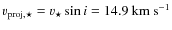 $v_{\rm proj,\star} = v_\star \sin i = 14.9~{\rm km~s^{-1}}$