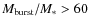 $M_{\rm burst}/M_*>60$
