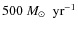 $500~M_\odot~\mbox{ yr}^{-1}$