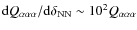 ${{\rm d} Q_{\alpha\alpha\alpha} }/{{\rm d}\delta_{\rm NN}}\sim 10^2 Q_{\alpha\alpha\alpha}$