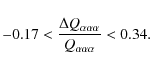 \begin{displaymath}%
-0.17 < \frac{\Delta Q_{\alpha\alpha\alpha}}{Q_{\alpha\alpha\alpha}} < 0.34.
\end{displaymath}