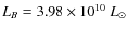 $L_B=3.98\times 10^{10}~L_\odot$