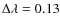 $\Delta\lambda = 0.13$
