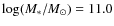 $\log(M_*/M_{\odot})=11.0$