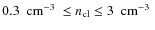 $0.3 ~\mbox{ cm$^{-3}$ } \leq n_{\rm cl} \leq 3 ~\mbox{ cm$^{-3}$ }$