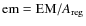 ${\rm em}= \mbox{EM}/A_{\rm reg}$