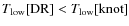 $T_{\rm low}[{\rm DR}] < T_{\rm low}[{\rm knot}]$