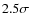 $2.5\sigma$
