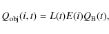 \begin{displaymath}%
Q_{\rm obj}(i,t) = L(t) E(i) Q_{\rm B}(t),
\end{displaymath}