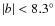 $\vert b\vert<8.3^\circ $
