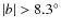 $\vert b\vert>8.3^\circ$