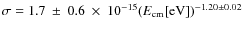 $\sigma = 1.7~\pm~0.6~\times~10^{-15}(E_{\rm cm}[{\rm eV}])^{-1.20\pm0.02}$