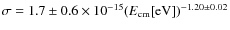 $\sigma = 1.7\pm0.6 \times 10^{-15}(E_{\rm cm}{\rm [eV]})^{-1.20\pm0.02}$