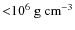 ${<}10^6~\ensuremath{{\rm g}~{\rm cm}^{-3}} $