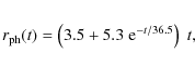 \begin{eqnarray*}r_{\rm ph}(t) = \left (3.5 + 5.3 \; {\rm e}^{-t/36.5}\right) \; t,
\end{eqnarray*}