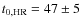 $t_{{\rm0,HR}} = 47 \pm 5$