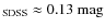 $_{\rm SDSS} \approx 0.13~\rm {mag}$