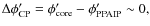 $\Delta\phi'_{\rm CP}=\phi'_{\rm
core}-\phi'_{\rm PPAIP}\sim 0,$
