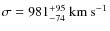 $\sigma =
981^{+95}_{-74}~{\rm km~s^{-1}}$