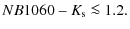 $\displaystyle NB1060 - K_{\rm s} \la 1.2.$