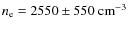 ${n_{\rm e} = 2550\pm 550~{\rm cm}^{-3}}$