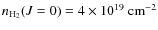 $n_{{\rm H}_2}(J=0) = 4\times10^{19}
~{\rm cm}^{-2}$