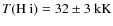 $T(\rm {H{~\sc i}}) = 32\pm3~{\rm kK}$