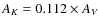 $A_{K} = 0.112 \times A_V$