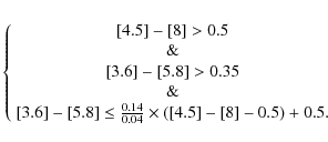 \begin{displaymath}\left\{\begin{array}{c}
\left[4.5\right]-[8]>0.5\\
\&\\
...
... \times \left([4.5]-[8]-
0.5\right)+0.5.
\end{array}\right.
\end{displaymath}