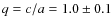 $q = c/a = 1.0 \pm 0.1$