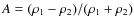 $A = (\rho_1 - \rho_2)/(\rho_1 + \rho_2)$