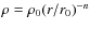 $\rho = \rho_{0} (r/r_0)^{-n}$